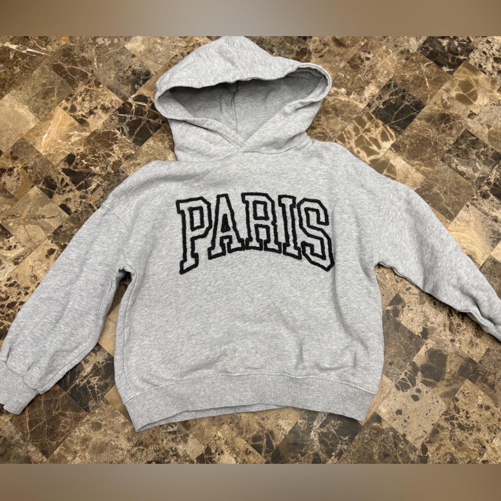 Zara Light Gray Kids Hoodie « Paris » 4-5 years